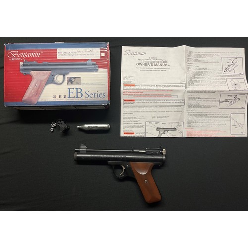 236 - Benjamin EB22 .22 cal single shot Co2 Air Pistol by Crosman. Serial number 106700916. Complete in bo... 