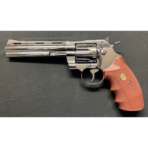 237 - KWC Model 357 Magnum Air Soft .177 cal BB gun. Nickle finish. Serial number 46009986. New in box.