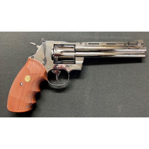 237 - KWC Model 357 Magnum Air Soft .177 cal BB gun. Nickle finish. Serial number 46009986. New in box.