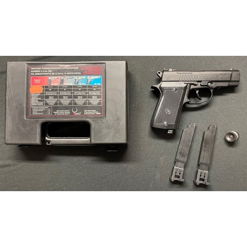 240 - Anics A101 4.5mm .177 cal Co2 BB Gun. Retailed by Webley & Scott. With spare magazine and with origi... 