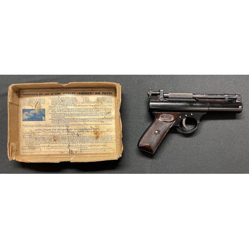 243 - Webley Premier .22 cal Air Pistol in original box. 176mm long barrel. Overall length 210mm. Numbered... 