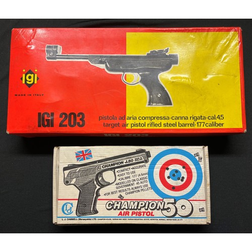 245 - IGO .177 cal Air Pistol serial number 012538. Working order. 185mm long barrel. Overall length 350mm... 