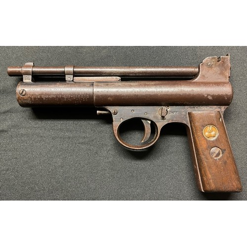 247 - Webley MKI . 177 cal Air Pistol, serial number 45202. Flying pellet inset to grip. Barrel length 179... 