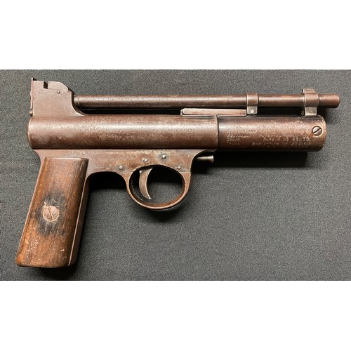 247 - Webley MKI . 177 cal Air Pistol, serial number 45202. Flying pellet inset to grip. Barrel length 179... 