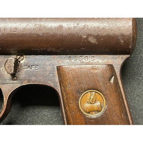 247 - Webley MKI . 177 cal Air Pistol, serial number 45202. Flying pellet inset to grip. Barrel length 179... 