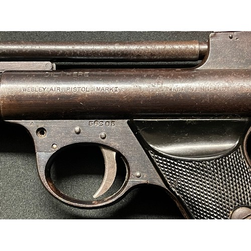 248 - Webley MKI .22 cal Air Pistol serial number 56205. 165mm long barrel. Overall length 210mm. Numbered... 