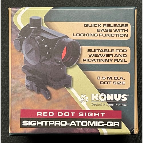 257 - Konus Red Dot Sight Sightpro-Atomic QR , brand new in box. 3.5 M.O.A. dot size. Suitable for Weaver ... 