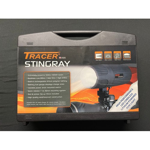 260 - Tracer Stingray Gun Light, brand new in box with all accessories, charger, plugs, lens covers, etc.