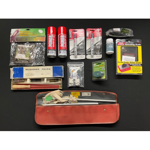 287 - Gun Care & Powder Scales collection lot, all new items: Reloading Scale by MTM Case Guard: Bisley ad... 