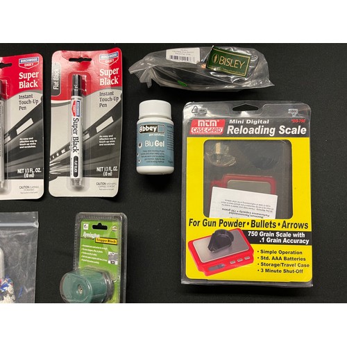 287 - Gun Care & Powder Scales collection lot, all new items: Reloading Scale by MTM Case Guard: Bisley ad... 