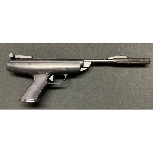 289 - BSA Scorpion .22 cal Air Pistol serial number RB54097. Fitted with moderator. Working order. 200mm l... 