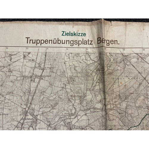 135 - WW2 Third Reich large size wall map of Truppenubungsplatz Bergen. Shows Bergen - Belsen Concentratio... 