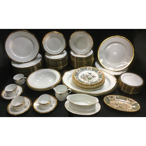 215 - Dinner Ware - Mouster Fainence part dinner service;  other dinnerware, gold rims;  etc