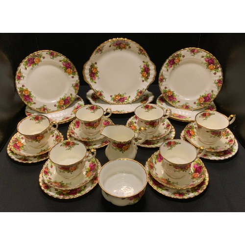 216 - A Royal Albert Old Country Roses pattern tea service, for six, printed marks