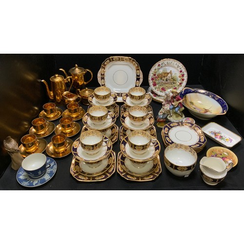 220 - A Foley China Arcadia pattern tea service, for six ;  a Royal Worcester gilt coffee pot;  Royal Albe... 