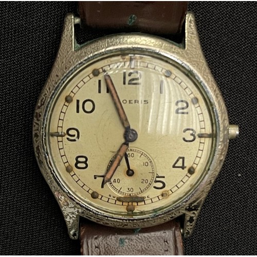 134 - WW2 British Moeris 'ATP' Military issue stainless steel gentleman's wristwatch, silvered dial with A... 