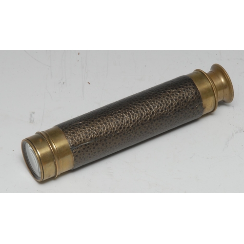 5118 - A lacquered brass three-draw pocket telescope, 14.5cm extending to 41.5cm long