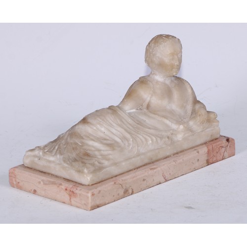 5329 - Grand Tour School (17th century), an alabaster sculpture, of a reclining figure from Classical Antiq... 