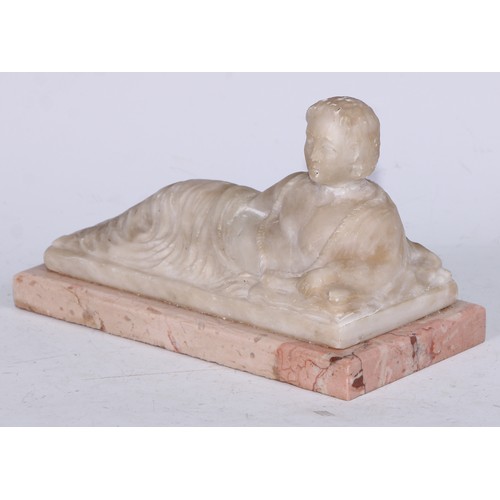 5329 - Grand Tour School (17th century), an alabaster sculpture, of a reclining figure from Classical Antiq... 