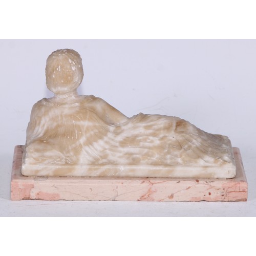 5329 - Grand Tour School (17th century), an alabaster sculpture, of a reclining figure from Classical Antiq... 