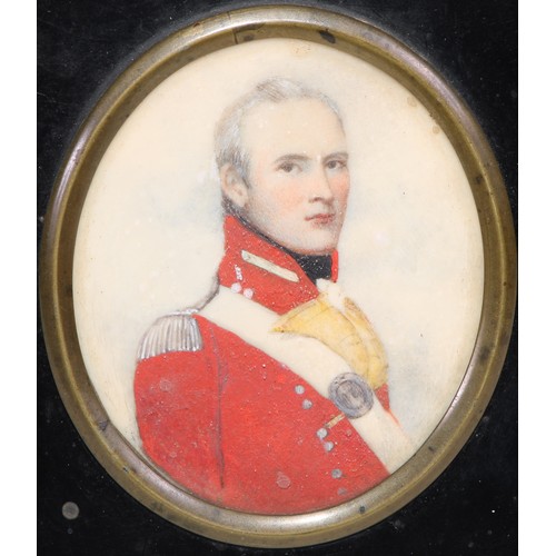 5311 - English School (19th century), a portrait miniature, of a military officer in uniform, half-length, ... 