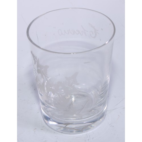 5290 - Capital Punishment & The Macabre - a tapered cylindrical glass tumbler, The Last Drop, etched with l... 