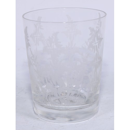 5290 - Capital Punishment & The Macabre - a tapered cylindrical glass tumbler, The Last Drop, etched with l... 