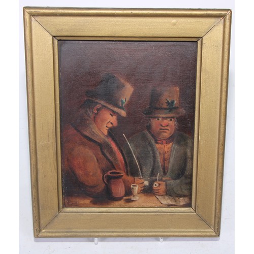 5308 - English Naive School (19th century)
A pair, Gentlemen in a Tavern with Pipes and Ale
oil on board, 1... 