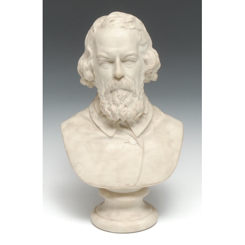 5144 - A mid-Victorian Robinson & Leadbeater parian ware library bust, of Alfred Tennyson, after the sculpt... 