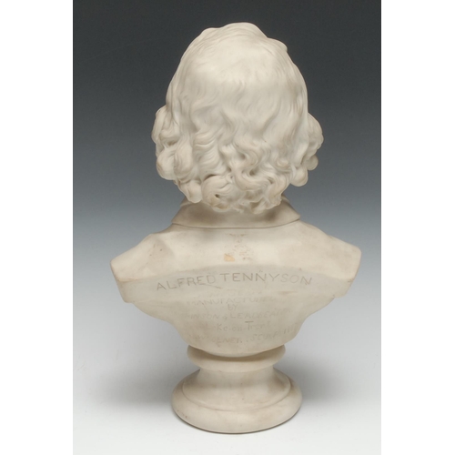 5144 - A mid-Victorian Robinson & Leadbeater parian ware library bust, of Alfred Tennyson, after the sculpt... 