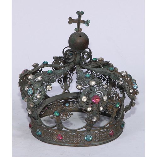 5331 - Hagiography - a 19th century Continental filigree gilt-metal devotional crown, possibly from a saint... 