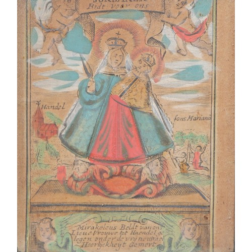 5236 - An 18th century Dutch Baroque icon, Sondaren/Bidt voov ons [Sinners/Pray for Us], centred by crowned... 