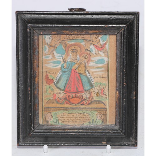 5236 - An 18th century Dutch Baroque icon, Sondaren/Bidt voov ons [Sinners/Pray for Us], centred by crowned... 