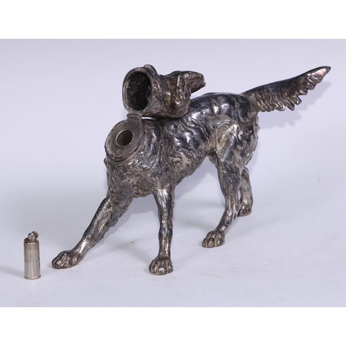 5121 - A large Art Deco period table cigarette lighter, in the manner of WMF as a retriever dog, the head a... 