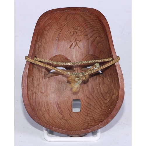 5116 - A Japanese boxwood noh mask, 11.5cm long, signed