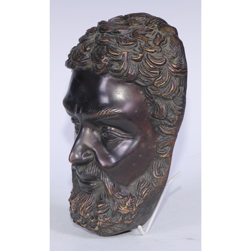 5233 - After the Antique, a dark patinated bronze mask, cast in the Grand Tour taste as the face of a beard... 