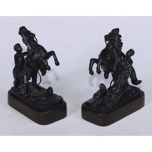 5230 - After Guillaume Coustou the Elder (1677 - 1746), a pair of dark patinated cabinet bronzes, the Horse... 