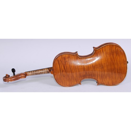 5417 - A violin, by E R Schmidt & Co, the one-piece back 35.5cm long excluding button, paper label printed ... 