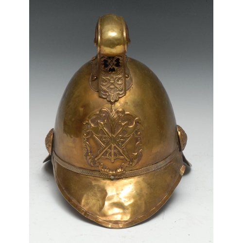 5315 - Fire Brigade History - a late 19th/early 20th century brass Merryweather pattern fireman's helmet, 2... 