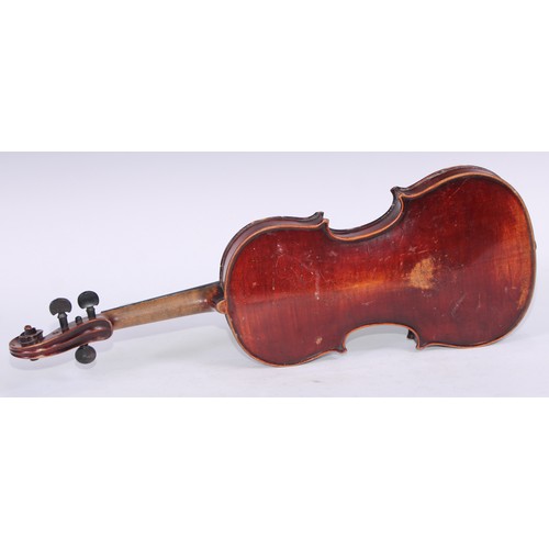 5225 - A violin, the two-piece back 36cm long excluding button, outlined throughout with purfling, 60cm lon... 