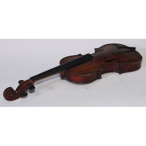 5225 - A violin, the two-piece back 36cm long excluding button, outlined throughout with purfling, 60cm lon... 