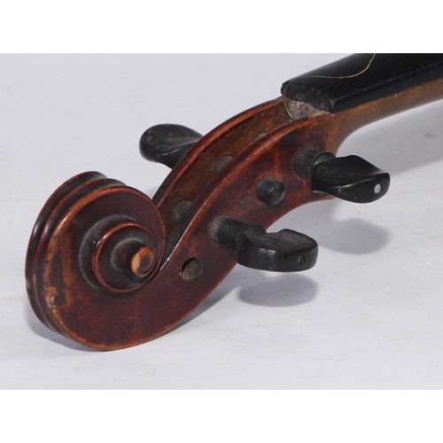 5225 - A violin, the two-piece back 36cm long excluding button, outlined throughout with purfling, 60cm lon... 