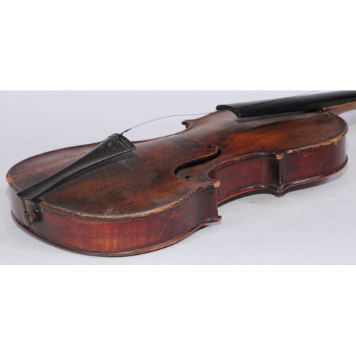 5225 - A violin, the two-piece back 36cm long excluding button, outlined throughout with purfling, 60cm lon... 