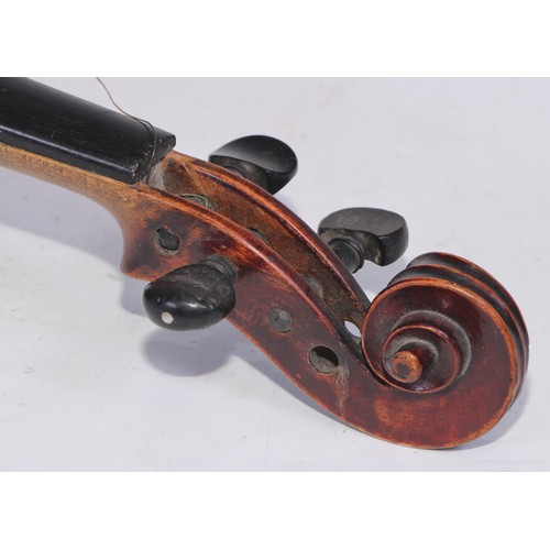 5225 - A violin, the two-piece back 36cm long excluding button, outlined throughout with purfling, 60cm lon... 