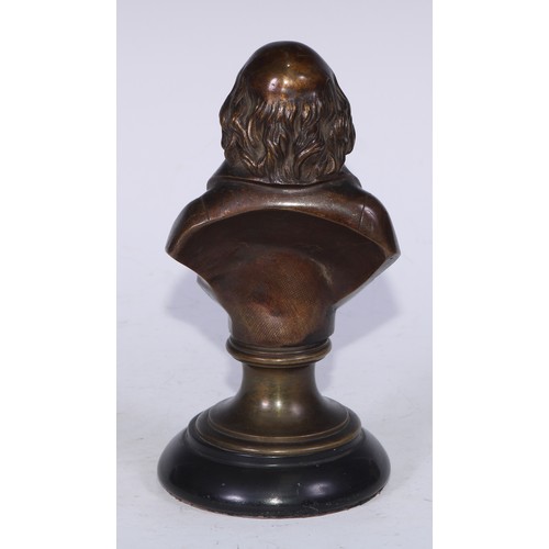 5321 - French School (19th century), a brown patinated bronze library bust, of a literary figure, black mar... 