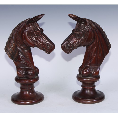 5179 - A pair of early 20th century mahogany oversize chess pieces, possibly advertising shop display model... 