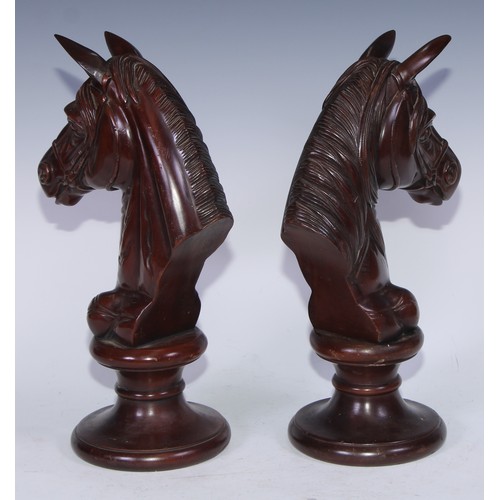 5179 - A pair of early 20th century mahogany oversize chess pieces, possibly advertising shop display model... 