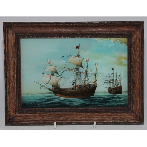 5292 - Chinese School
Sailing Ships
reverse painting on glass, 14cm x 20.5cm