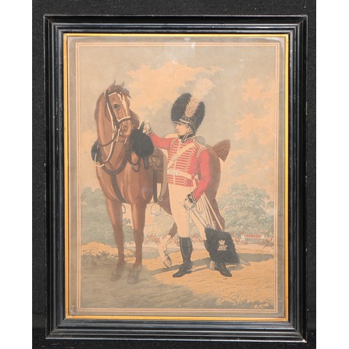 5338 - Interior Decoration - a 19th century furnishing print, of military interest, a cavalry officer and h... 