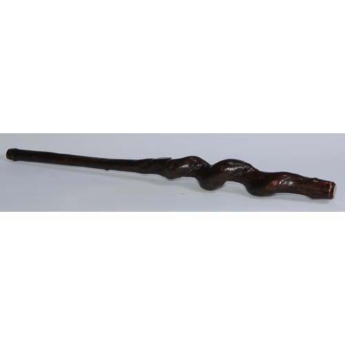 5206 - A substantial 19th century rustic walking stick, formed from a gnarled and twisted branch, 93.5cm lo... 